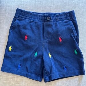 Ralph Lauren Kids' Navy Shorts with Colorful Embroidery